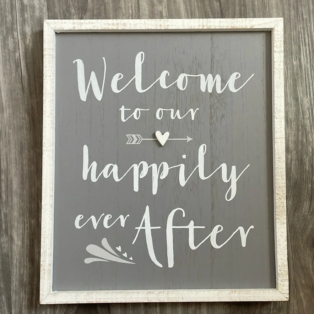 🩷Wall decor about 16”x12” welcome to our happily ever after